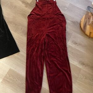 Coldwater Creek Rich Red Velvet Jumpsuit